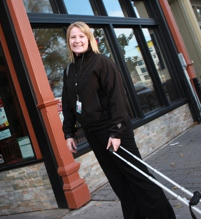 public health inspector outside a restaurant